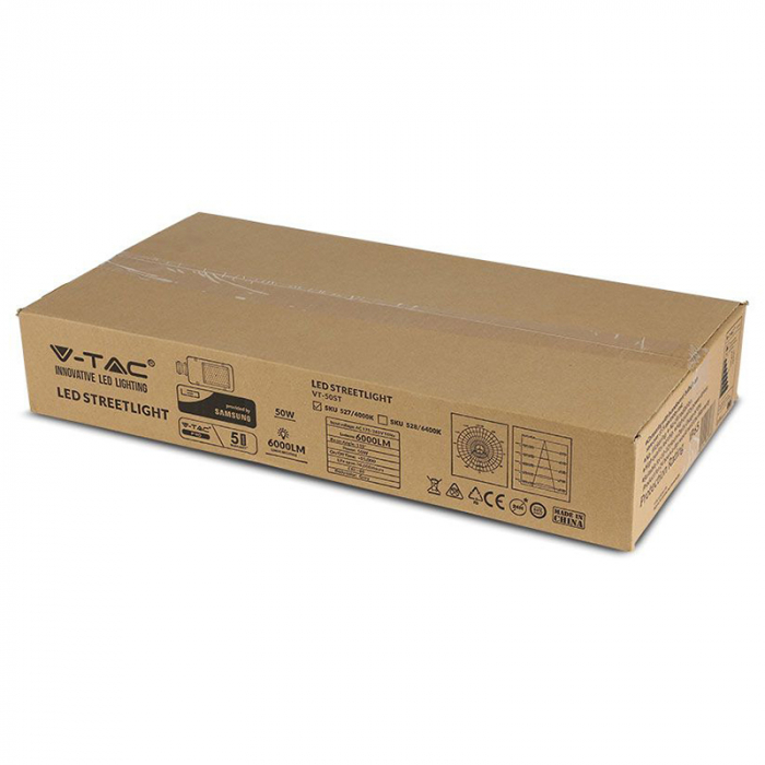 Corp iluminat stradal LED, 50W, A++, 4000K, alb rece, cip Samsung, V-TAC, SKU-527 [10]
