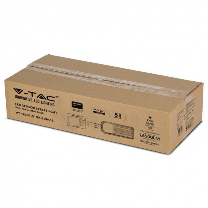 Corp iluminat stradal slim led, 150w, 120lm/w, 6500k, cip samsung, V-TAC 20437 [12]