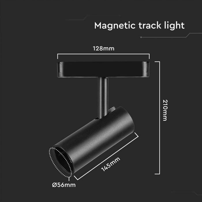 Corp led magnetic, 20w, 3000k, negru, V-TAC 10255 [4]