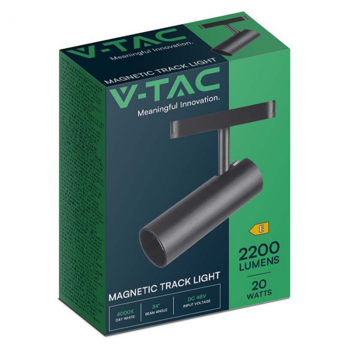 Corp led magnetic, 20w, 3000k, negru, V-TAC 10255 [3]