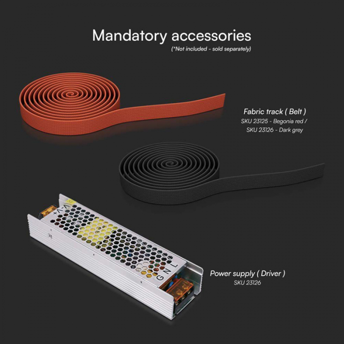 Corp led magnetic tracklight, 20w, 3000k, alb, V-TAC 23110 [12]