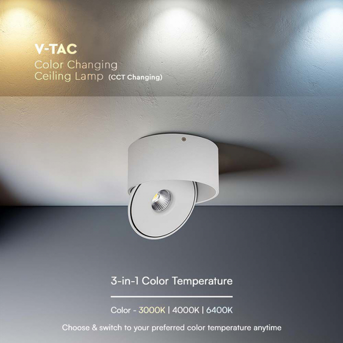 Corp led spot cob, 20w, 3in1, alb, V-TAC 23155 [10]