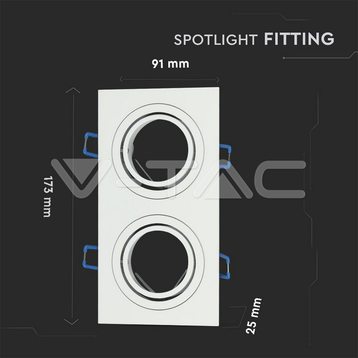 Corp spot 2xGU10, pătrat, alb, V-TAC, SKU-3607 [6]