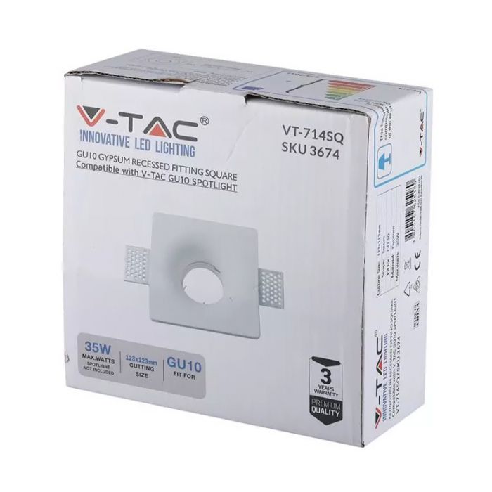 Corp spot GU10, alb, din gips, V-TAC 3674 [8]