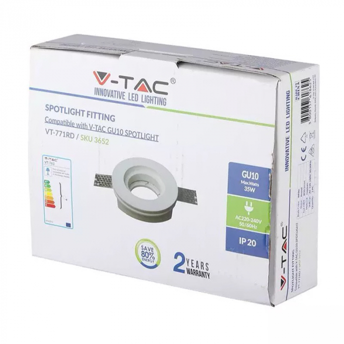 Corp spot GU10, din gips, alb, V-TAC 3652 [6]