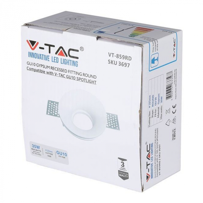 Corp spot GU10, din gips, alb, V-TAC, SKU-3697 [6]