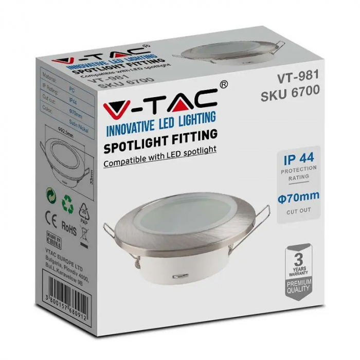 Corp spot GU10, IP44, nichel mat, V-TAC, SKU-6700 [3]