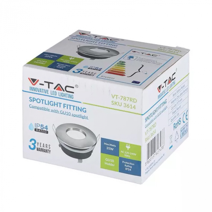Corp spot GU10, IP54, crom mat, rotund, V-TAC, SKU-3614 [6]