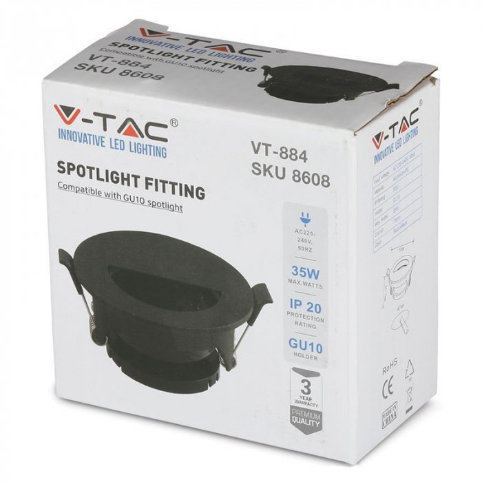 Corp spot GU10, negru, V-TAC 8608 [10]