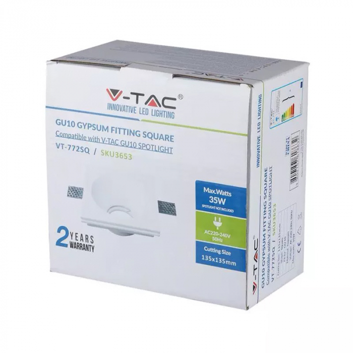 Corp spot GU10, pătrat, alb, V-TAC 3653 [7]
