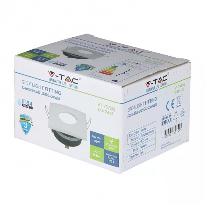 Corp spot pătrat GU10, IP54, alb, V-TAC, SKU-3615 [6]