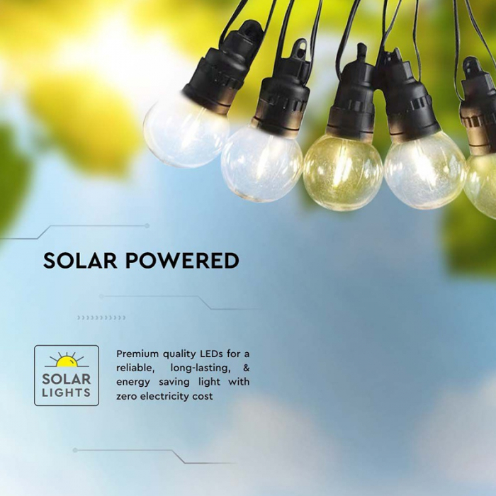 Ghirlanda solară LED, 0.5W x 10, 12m, 3000K, V-TAC, SKU-7804 [7]