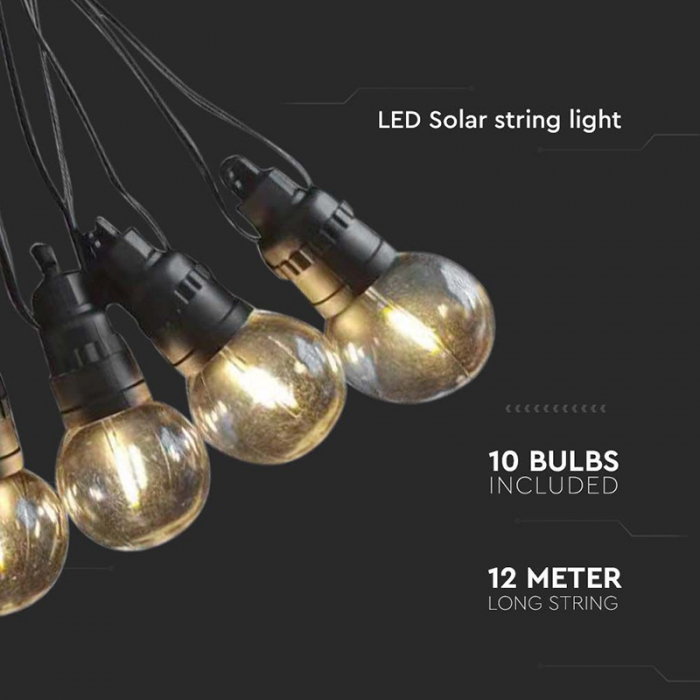 Ghirlanda solară LED, 0.5W x 10, 12m, 3000K, V-TAC, SKU-7804 [6]