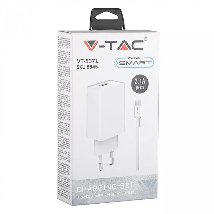 INCARCATOR 2.1A CU CABLU MICRO USB - ALB [5]
