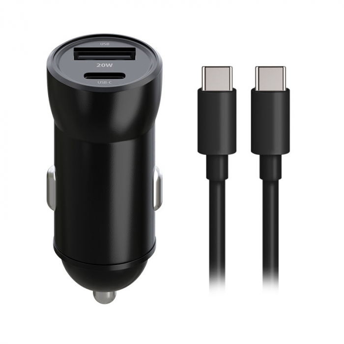 INCARCATOR AUTO 1XUSB 20W + 1X USB-C 60W + CABLU USBC - USB-C [2]