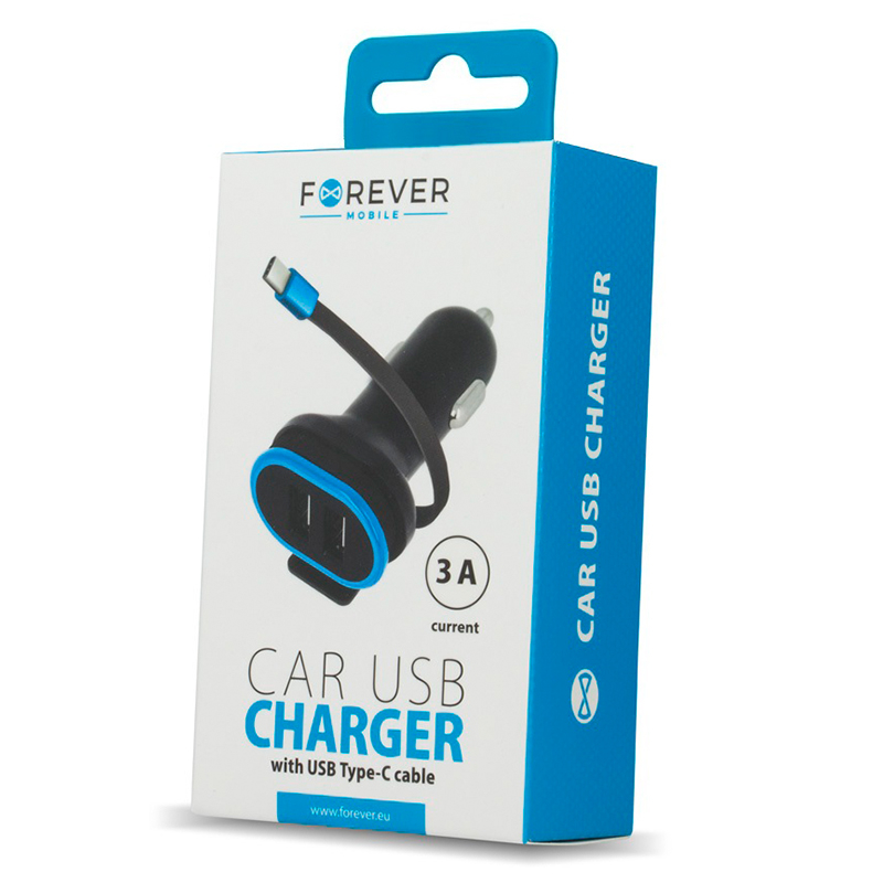 INCARCATOR AUTO 3A CU 2XUSB A + CABLU USB-C 0.2M [4]