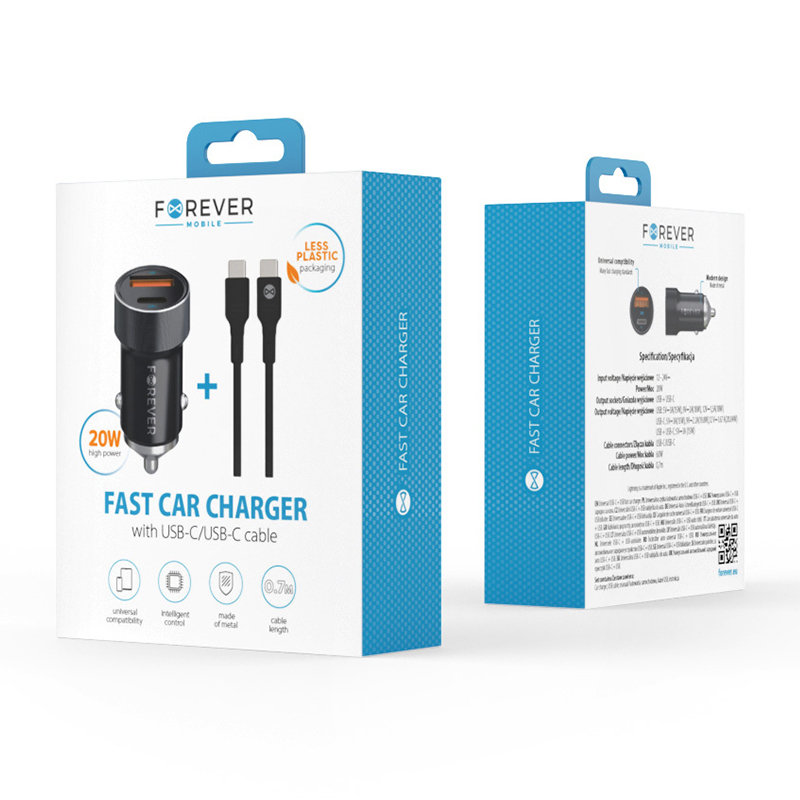 INCARCATOR AUTO PD 1 X USB-C 20W SI 1 X USB + CABLU USB-C 60W [7]