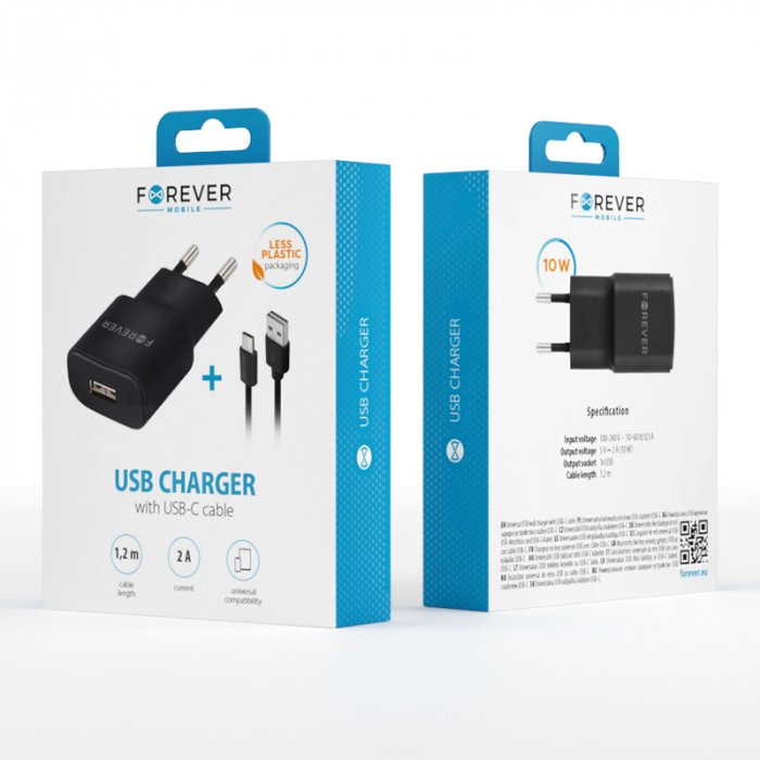 INCARCATOR RETEA 10W 1X USB 2A + CABLU USB-C [7]