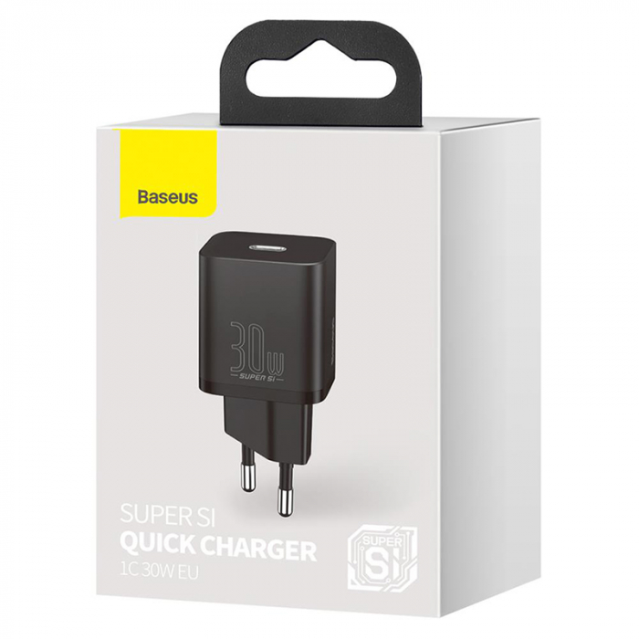 INCARCATOR RETEA 1XUSB-C SUPER FAST CHARGE PD 30W BASEUS - NEGRU [8]