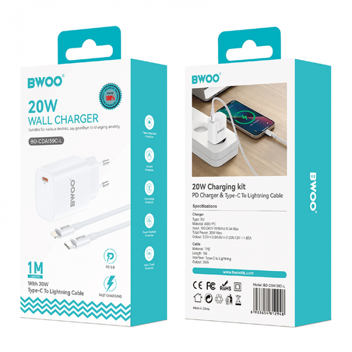 INCARCATOR RETEA 20W USB C + CABLU LIGHTNING [6]