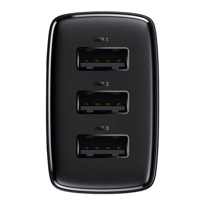 INCARCATOR RETEA 3XUSB FAST CHARGING 17W BASEUS - NEGRU [6]