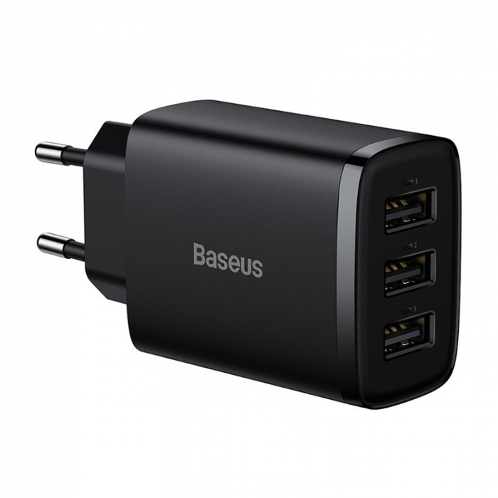 INCARCATOR RETEA 3XUSB FAST CHARGING 17W BASEUS - NEGRU [2]