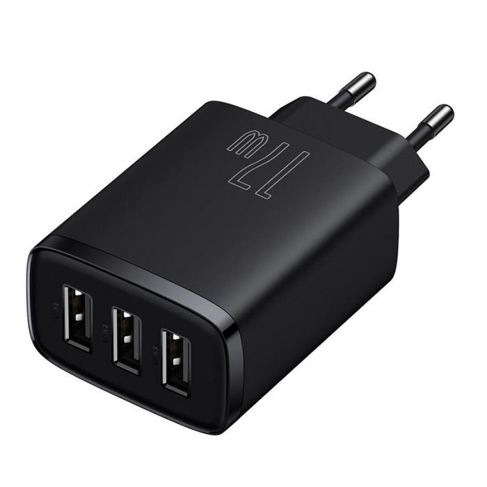 INCARCATOR RETEA 3XUSB FAST CHARGING 17W BASEUS - NEGRU [5]