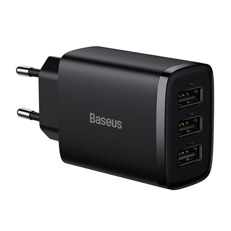 INCARCATOR RETEA 3XUSB FAST CHARGING 17W BASEUS - NEGRU [1]