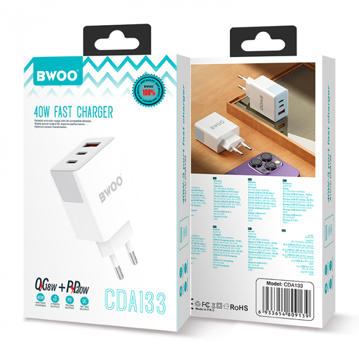 INCARCATOR RETEA 40W 2XUSB-C + USB [6]