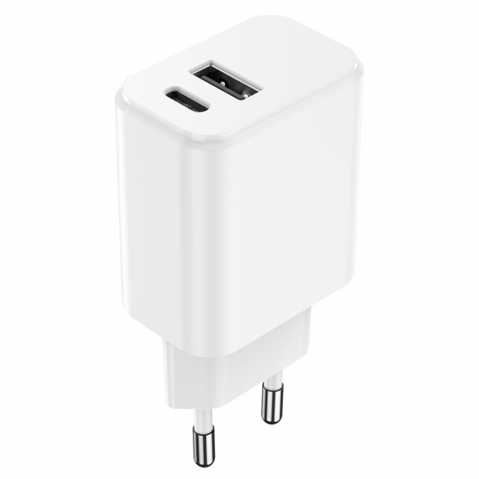 INCARCATOR RETEA USB-C +USB A FAST CHARGING 20W - ALB [2]