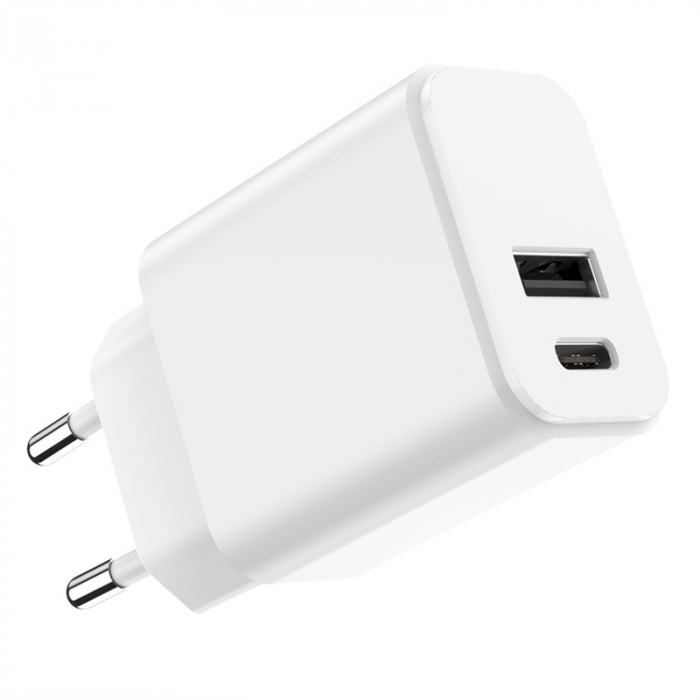 INCARCATOR RETEA USB-C +USB A FAST CHARGING 20W - ALB [3]