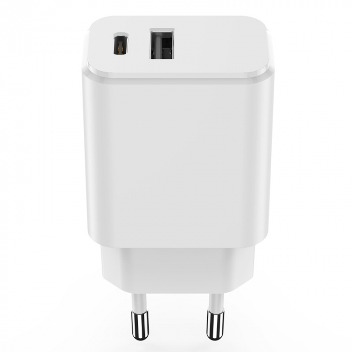 INCARCATOR RETEA USB-C +USB A FAST CHARGING 20W - ALB [6]
