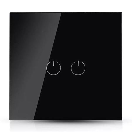 INTRERUPATOR DUBLU DIN STICLA CU TOUCH, NEGRU [1]