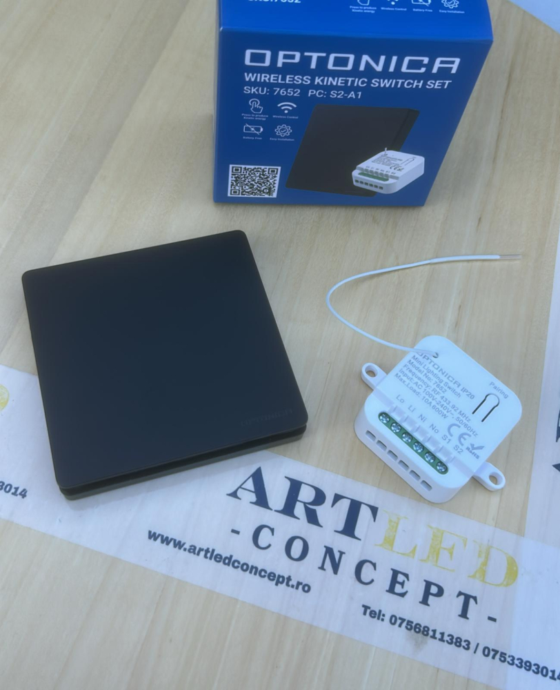 Intrerupator Kinetic  wireless simplu fara baterii – Set complet RF [2]
