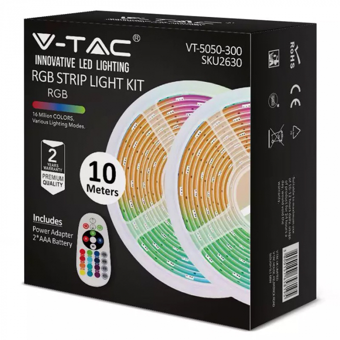 KIT BANDA LED SMD5050 30LED/M RGB IP20 10M [6]