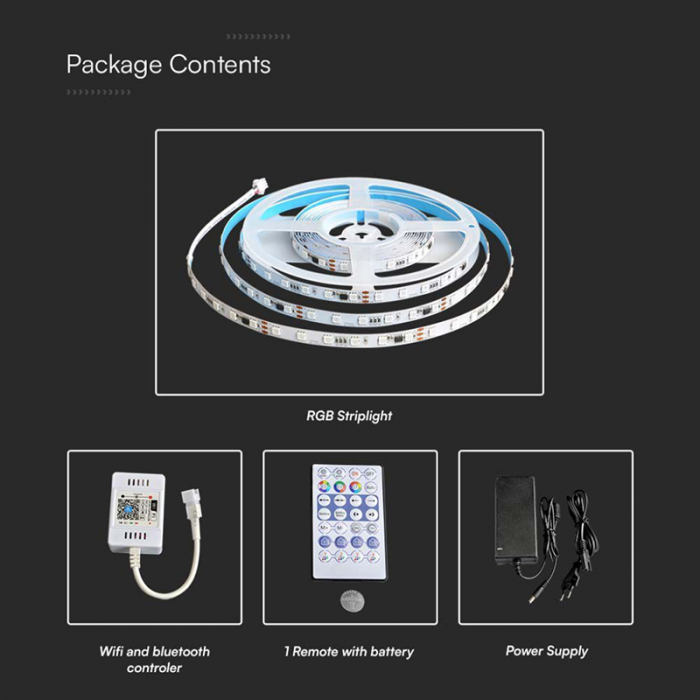 Kit banda led smd5050 5m 24v rgb ip20 V-tac [12]