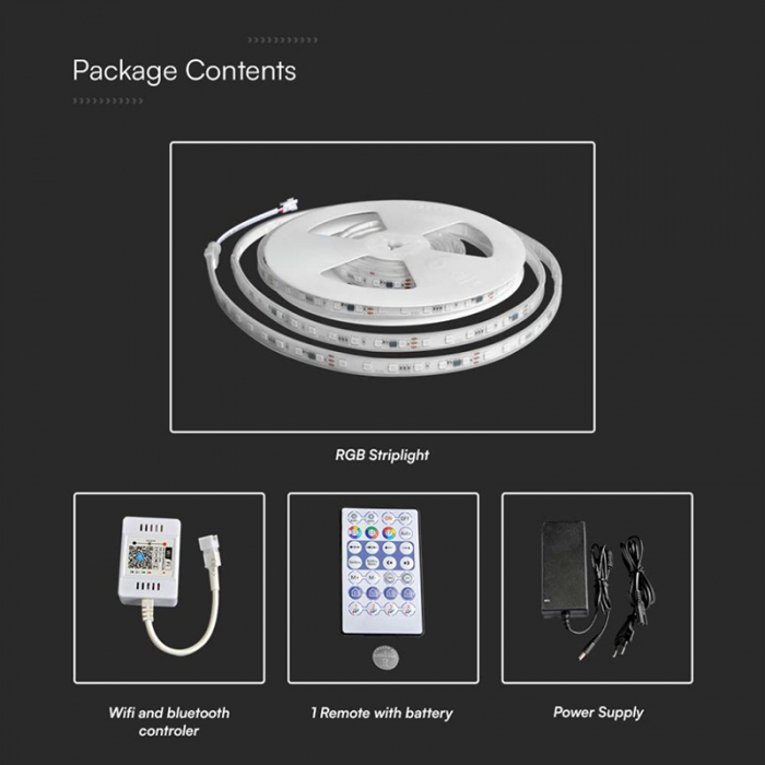 Kit banda led smd5050 5m 24v rgb ip65 V-tac [13]