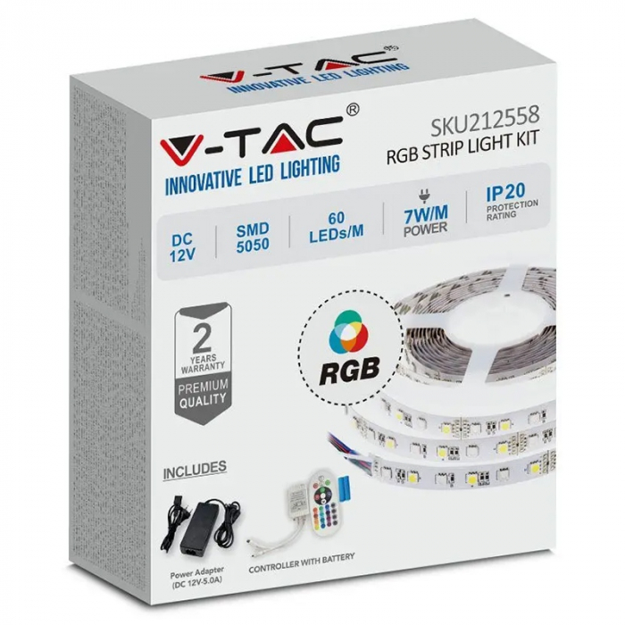 Kit banda led smd5050 rgb 60led/m ip20 5m V-tac [13]