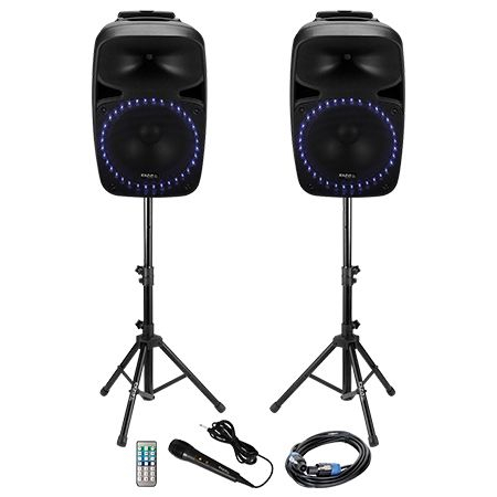 KIT SONORIZARE 2X15"/38CM 2X250W 1 ACTIV + 1 PASIV USB/SD/BT [1]