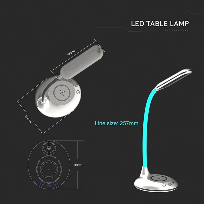 LAMPA BIROU SMART 5W 3IN1 CU INCARCATOR INDUCTIV INCORPORAT - ALB [12]