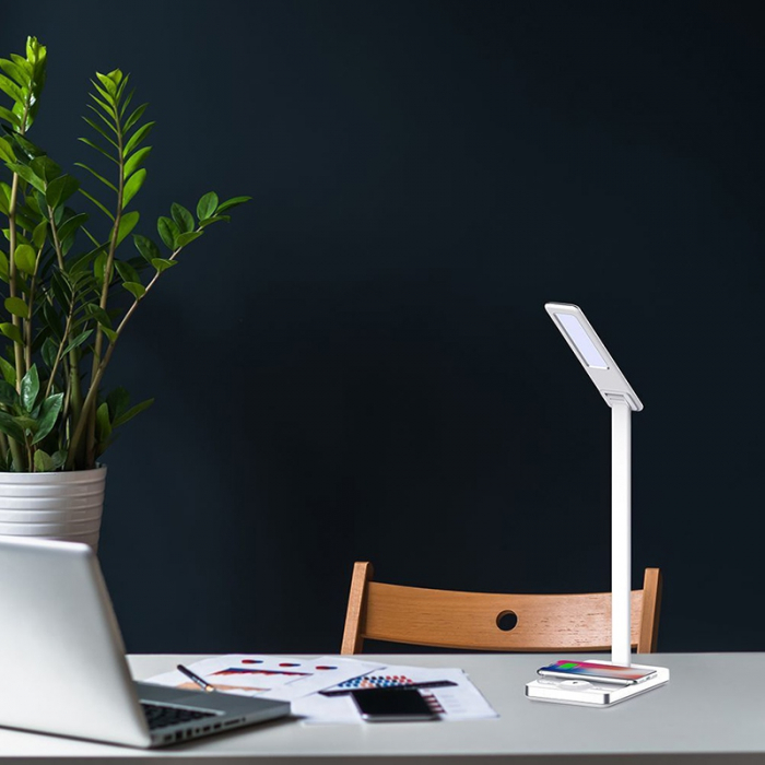 LAMPA BIROU SMART 5W 3IN1 CU INCARCATOR INDUCTIV INCORPORAT - ALB [5]