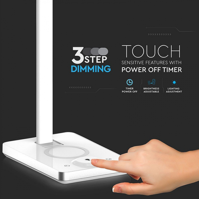 LAMPA BIROU SMART 5W 3IN1 CU INCARCATOR INDUCTIV INCORPORAT - ALB [3]