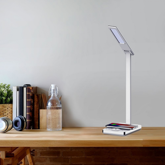 LAMPA BIROU SMART 5W 3IN1 CU INCARCATOR INDUCTIV INCORPORAT - ALB [6]
