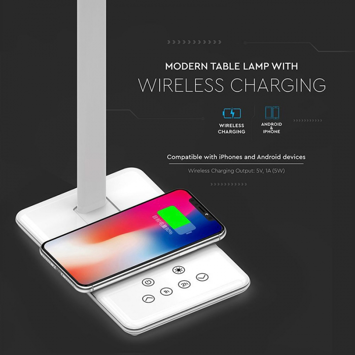 LAMPA BIROU SMART 5W 3IN1 CU INCARCATOR INDUCTIV INCORPORAT - ALB [15]