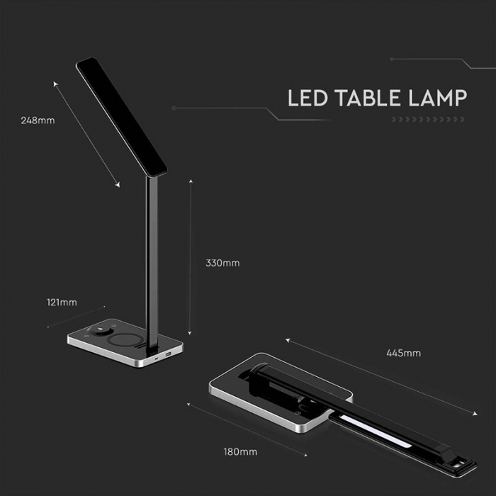 LAMPA BIROU SMART 5W 3IN1 CU INCARCATOR INDUCTIV INCORPORAT - NEGRU [13]