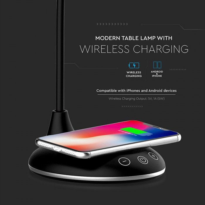 LAMPA BIROU SMART 5W 3IN1 CU INCARCATOR INDUCTIV INCORPORAT - NEGRU [11]