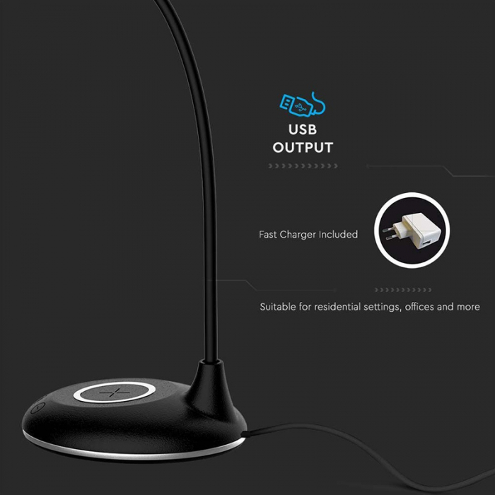 LAMPA BIROU SMART 5W 3IN1 CU INCARCATOR INDUCTIV INCORPORAT - NEGRU [12]