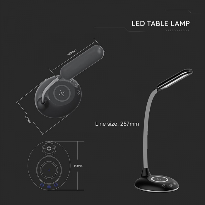LAMPA BIROU SMART 5W 3IN1 CU INCARCATOR INDUCTIV INCORPORAT - NEGRU [9]