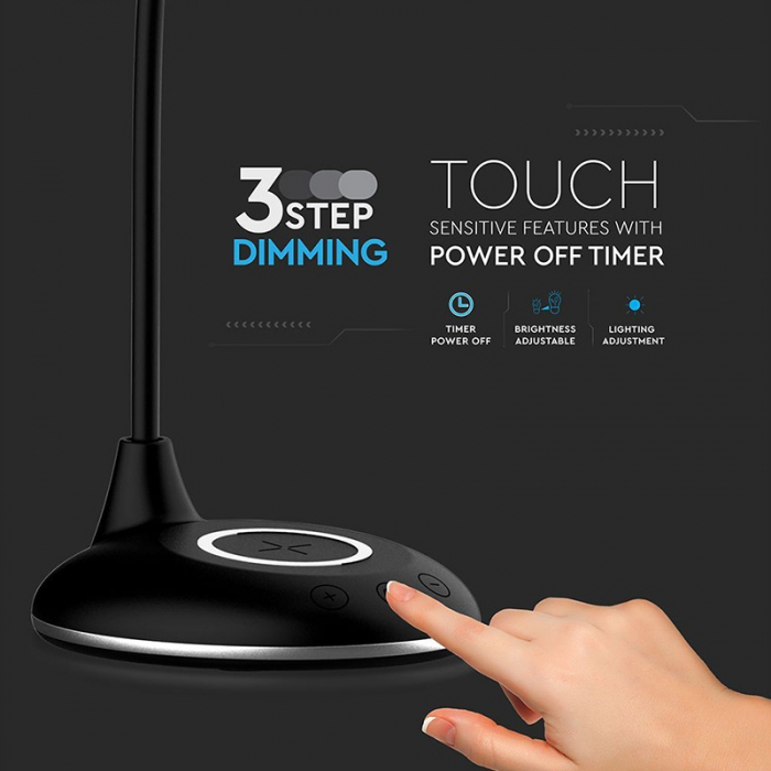 LAMPA BIROU SMART 5W 3IN1 CU INCARCATOR INDUCTIV INCORPORAT - NEGRU [13]