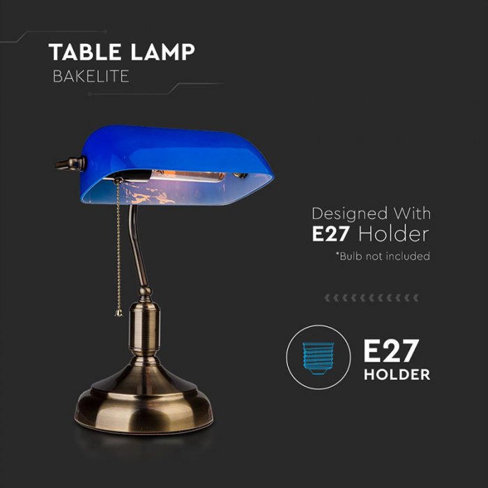 LAMPA BIROU SOCLU E27 CORP METAL SI STICLA - ALBASTRA [5]